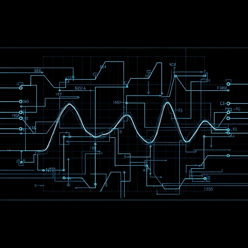 A technical blueprint of a financial algorithm, schematic li